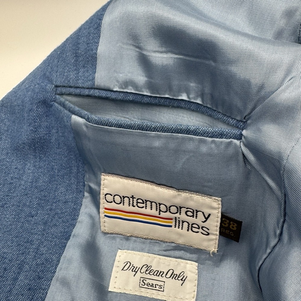 Sears Contemporary Lines Denim Suit Coat And Vest Vintage Size 38 Regular - Picture 8 of 14